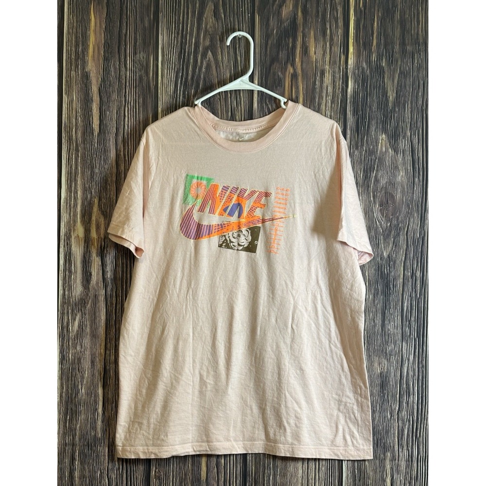 Nike The Nike Tee Mens L Graphic T-Shirt Salmon Pink Multicolor Logo Retro Style